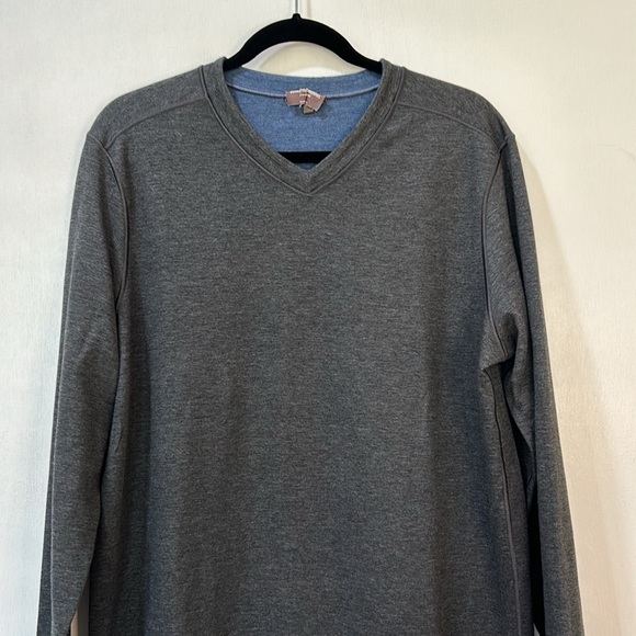 JOHNSTON MURPHY MENS REVERSIBLE LONG SLEEVE SWEATER GRAY BLUE V NECK SZ LARGE - Picture 7 of 13